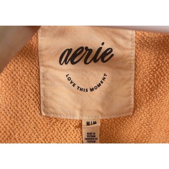 Aerie Sweater Womens Medium Bright Orange Pink Distressed Oversized 3/4 Sleeves - Picture 4 of 14